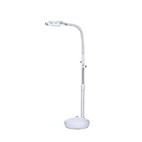 8X Lampe Loupe d'Atelier Esthetique sur Pied Agrandissement Bras Pliable Réglable Loupe de Table Support Mains Libres pour Salon de Beauté Cliniques Cabinet Médicale,Éclairante avec Socle Roulant