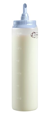 Bestron Distributeur de pâte gradué 700 ml pour crêpes, poffertjes, crêpes, gaufres, muffins ou pâte à beignets, bleu et blanc