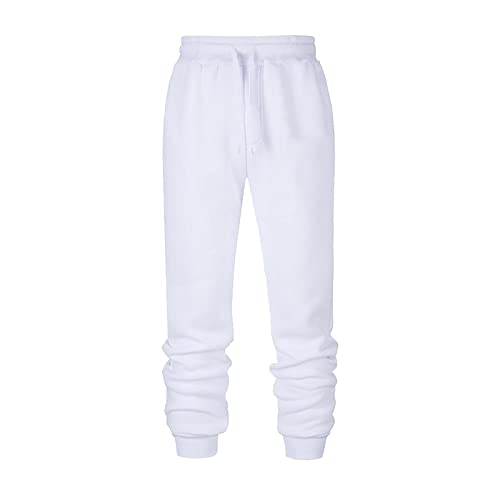 Ni_ka Pantalons De Sport Homme Confortable Jogger Slim Pantalon Taille Elastique Loisirs Jogging Fitness RandonnéE Harem Pants 2XL, Blanc, M, (Ni_kapants44568)