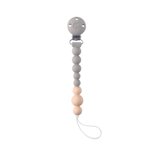 Image of Loulou Lollipop OneC Silicone Pacifier Clip - BPA Free Baby Binky Holder, One Piece Design, Dishwasher Safe - Grey