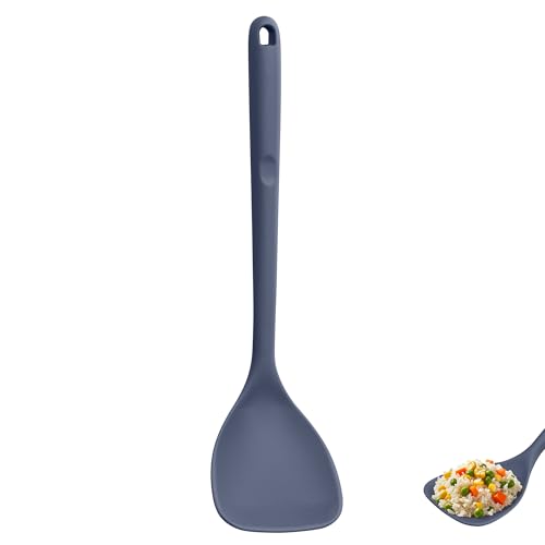 U-Taste Large Silicone Wok Spatula: 35cm Upgraded Seamless Pot Tool - 315°C Heat Resistant Solid Fry Turner with 9cm Curved Edges for Fried Rice, Fried Egg, Fried Meat Patties (Midnight Blue)