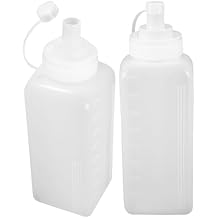 Cabilock 2Pcs Large Squeeze Bottle, Plastic Squeeze Condiment Bottles with Cap Lids, Squirt Condiment Dispenser for Ketchup Mustard Mayo Salad Dressing and Olive Oil, 27oz/800ml