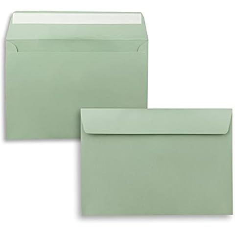 50 x Envelopes DIN C5 Eucalyptus (Green) - 16.2 x 22.9 cm - Self-Adhesive - Elegant Envelopes for Large Invitations and Cards for Birthday or Wedding Cover