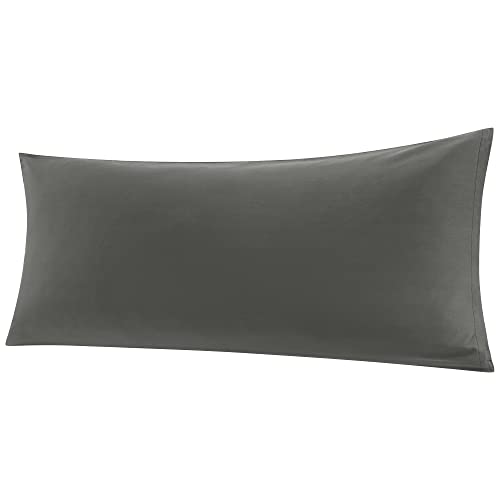 PiccoCasa Bolster Pillow Case Egyptian Cotton Body Pillow Cover 300 Thread Count Soft and Breathable Long Pillowcase with Zipper Closure Dark Grey 20"x60" (5ft)