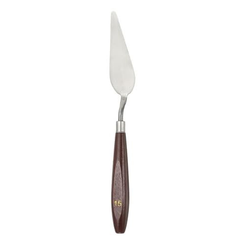 QUARKZMAN Espátula Para Pintura 3.27 X 1.06 Acero Inoxidable Herramienta Artística Espátulas Raspadores Con Mango De Madera De Haya Para Pintura Acrílica Al Óleo Mezcla Rojo/Plateado