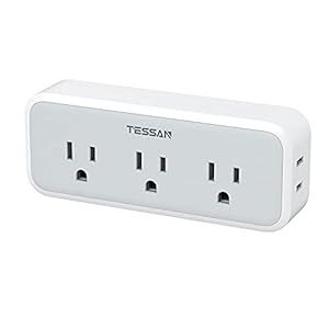 Multi Plug Outlet Extender, TESSAN Surge Protector Wall Plug Splitter with 5 Electrical Outlet Expander, Multiple Plug Adapter for Travel Home Office