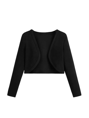 SweatyRocks Girl's Cropped Cardigan Long Sleeve Jacket Open Front Knit Outerwear