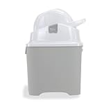 Geruchsdichter Windeleimer Diaper Champ ONE Windelbehälter funktioniert mit normalen Tüten Müllbeutel - Mülleimer ohne Nachfüllkassetten - +/- 30 Windeln - einfache Einhandbedienung - silber/weiß