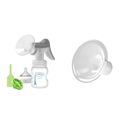 Image of Dr. Brown's Manual Breast Pump with SoftShape 100% Silicone Shield & Anti-Colic Options+ Wide-Neck Baby Bottle 5 oz/150 mL,with Level 1 Slow Flow Nipple & SoftShape™ 100% Silicone Nipple Shields