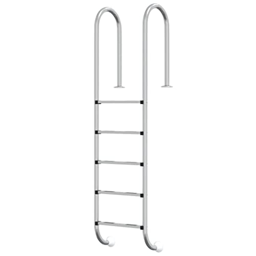 vidaXL Escalera de piscina con 5 peldaños antideslizantes para interiores y exteriores, fácil montaje, 54 x 38 x 211 cm, acero inoxidable 304