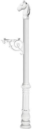 E1 Economy Mailbox System with Ornate Base & Horsehead Finial White