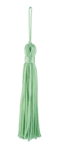 DÉCOPRO Set of 10 Light Green Chainette Tassel - 3 Inch Long with 1 Inch Loop - Basic Trim Collection - Style# RT03, Color: G12 - Pale Jade Green