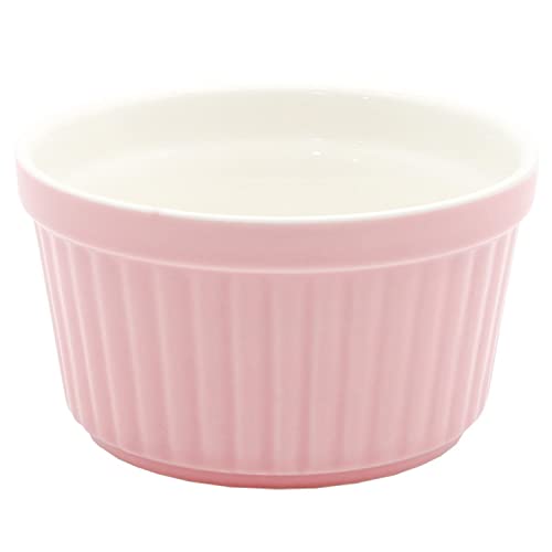 YTACPN Bandeja para hornear, Platos for ramequines de porcelana for soufflé, estilo clásico, for hornear, apilables para(Pink)
