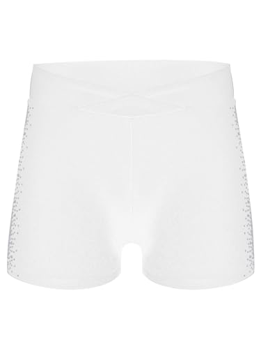 Girls Shiny Dance Shorts Gymnastics Athletic Shorts Rhinestone Sparkly Tumbling Bottoms Short Leggings2