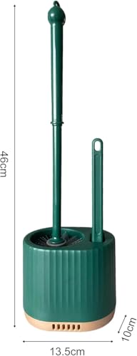 Image of HomeCloud Wall Mounted Silicone Toilet Brush | Soft Bristle Bathroom Cleaning Brush with Holder | Modern Japanese Design | Quick-Drying & Hygienic (Dark Green)