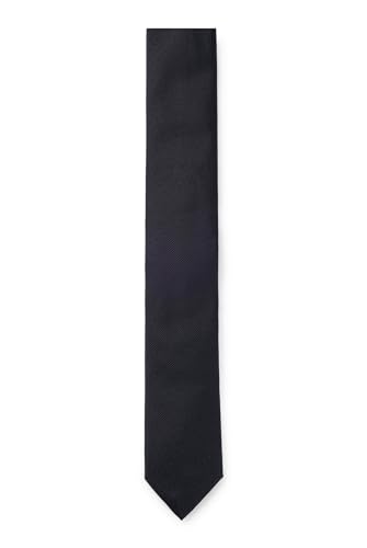 Cravate BOSS bleu en jacquard de pure soie fabriquée en Italie