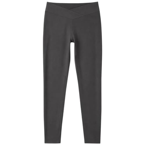 Fleece Lined Leggings Women Cross Waist Thermal Warm Tights Cold Weather - image 4