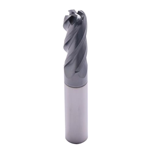 Image of 3 /8 inch 4 Flute Solid Carbide End Mill - .125 inch Corner Radius, AlTiN Coated | 35 Helix, 3 /8 inch Cutting Dia, 3 /8 inch Shank Dia, 1 inch LOC, 2-1 /2 inch OAL For Milling Alloy Steel, Cast Iron, Copper