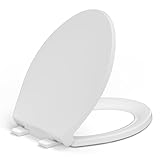 Soft Close Toilet Seat, Fit Elongated and Oval Toilets, Quick Release Hinges for Easy Clean, Two Mounting Options for Easy Installing, Heavy Duty, Never Loosen, White
