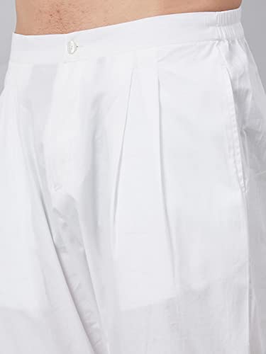 Image of See Designs Men's Cotton Regular Fit Lounge Pyjama | Soft & Breathable Sleepwear | Elastic Waist with Drawstring | Side Pockets | White