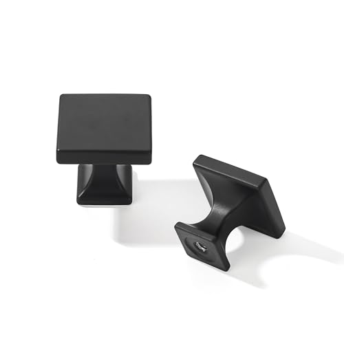 khtumeware Matte Black Cabinet Knobs 30 Pack Flat Black Drawer Square Knobs for Cabinets and Drawers Cabinet Hardware Kitchen Cabinet Knobs
