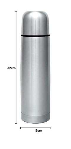 Foto von GRÄWE Thermosflasche, Edelstahl Trinkflasche, Thermoskanne, Isolierflasche für unterwegs mit Becher, auslaufsicher, spülmaschinengeeignet (Silber, 750 ml)