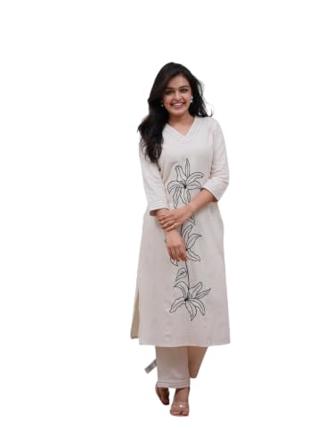 Image of FABNEX Kurta Set for Women | Women Printed Kurti Set | V Neck Straight Kurta with Pant | Ethnic Ladies Wear | Stylish Daily Outfit | Comfortable Suit | Party Dress Apparel (K-263-264)