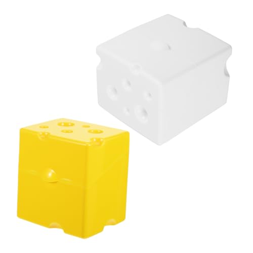 DOITOOL Contenedor de Queso con Tapa Abatible Hermético para Conservar Lonchas y Mantequilla Caja Reutilizable Resistente para Nevera de Abs Amarillo y Blanco