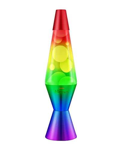 Meown 14.5 Inch Rainbow Liquid Motion Lamp Colourful Wax Light with Glass Bottle and Metal Base Retro Mood Light with UK Plug and Bulb for Bedroom Living Room Office Gifts
