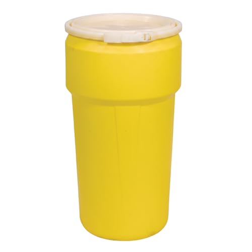 Eagle Plastic Drum, 20 Gallon Drum, DOT Compliant, Made in USA, Yellow | High-Density-Polyethylene Construction, Open Head Lab Pack Drum, Plastic Lever-Lock Lid, Hazardous Material Storage,Transport