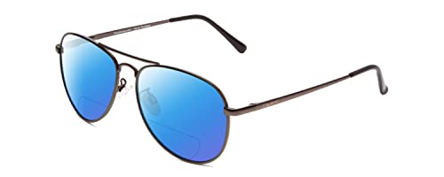 Coyote Classic II Metal Polarized BiFocal Sunglasses +2.75 Silver/Blue Mirror Men Women Trendy Sunglass Readers Chic Modern