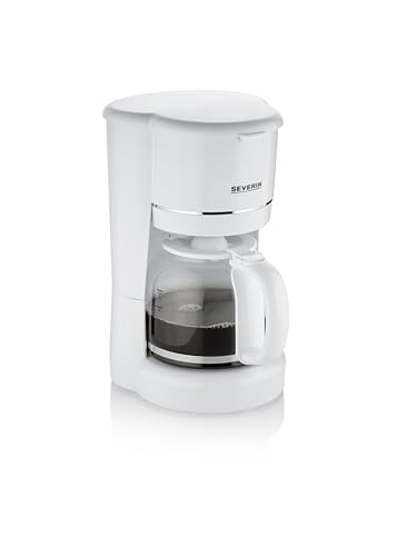 SEVERIN Cafetière Filtre, 900W, 1,4L, Jusqu'à 10 tasses, Système anti-goutte, Filtre permanent amovible, Plaque chauffante, Blanc, KA4323