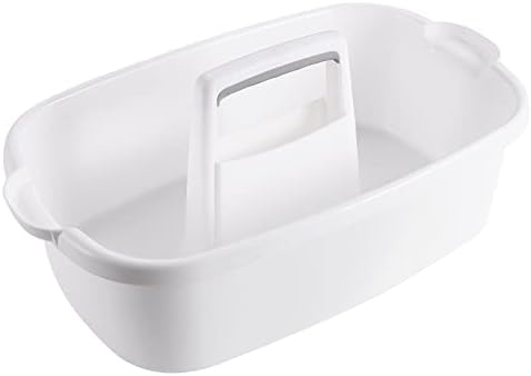 Cleaning Supplies Caddy, Shower Caddy Tote, Divided Basket Bin with Handle for for Dorm, Bathroom, Garden, kitchen, Cleaning Supplies,Under Sink Tool Storage Caddy,White