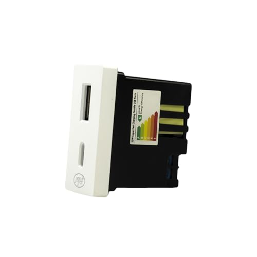 PNI UB30 Power Socket With USB-A and USB-C, 12V/9V/5V, Max. 20W, Modular, Type F 1/2, Flush Mounting, White, 48 X 41 X 24 mm - Image 3