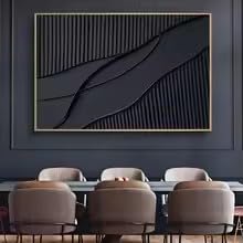 Tableau mural abstrait noir solution déco salon moderne chic 70x100 - 4