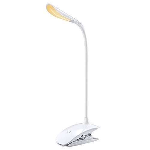 Table Lamp Clip on Table Light with 15 Led Beads Eye-Care Adjustable Brightness Warm and Cool White Stepless