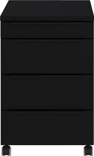 Germania Rollcontainer 4377-83, in Schwarz, mit Utensilienfach, 42 x 63 x 60 cm (BxHxT)