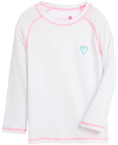 Pink Platinum Girls Rash Guard - UPF 50+ Long Sleeve Swim Top Quick Dry Sun Protection Rashguard Swimsuit for Girls (4-16)