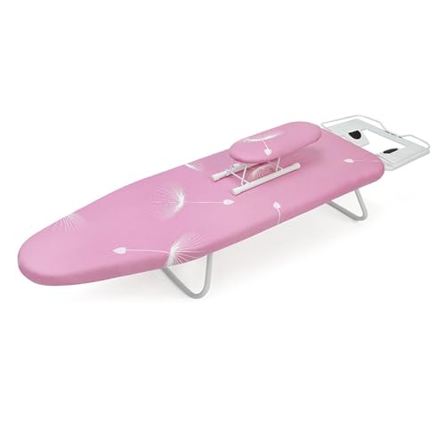 ISCBAFYX Tabletop Ironing Board - Heavy Duty Iron Board with Mesh Metal Base, Cotton Cover, Non-Slip Feet, Household Essentials (Color : Pink, Size : 110 * 30 * 19)
