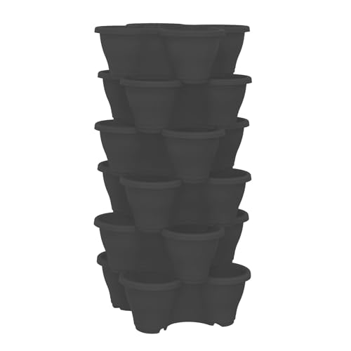 simpa 6PC Quad-Pot Stackable Indoor & Outdoor Planters - Black