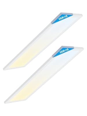 LEONLITE 120V 1x4 FT LED Flat Panel Flush Mount Light, 3 Color Selectable, 30W/40W/46W, UGR<19 Anti-Glare, 5%-100% Dimmable, 3500K4000K5000K, 4600LM Built-in Driver Ceiling Light, ETL Listed, 2 Pack