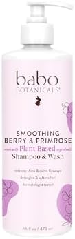 Babo Botanicals Smoothing Berry 2-in-1 Shampoo & Wash - Detangling & Nourishing - Eliminates Frizz & Prevents Static - Evening Primrose Oil - For all ages - Light Berry Fragrance- Vegan