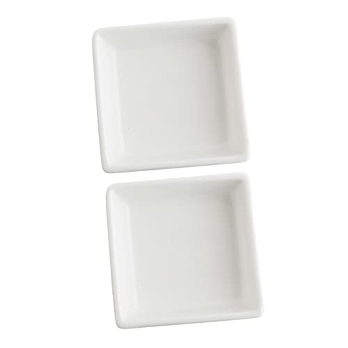 GRIRIW 2pcs Square Sauce Plates Creative Snack Dishes for Dipping Sauces Appetizers and Condiments for Home Parties and Restaurants