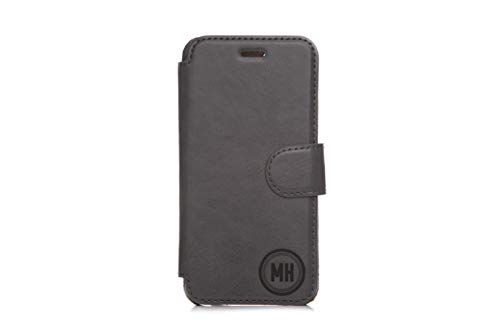 New Swanky Badger Personalized iPhone 11 Pro Max Case, Vegan Leather, ID and Card Slots (Grey Circle)