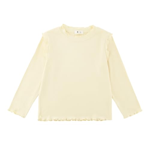 Toddler Girls Lettuce Trim Long Sleeve Tee Shirts Casual Blouse Tops with Ruffles