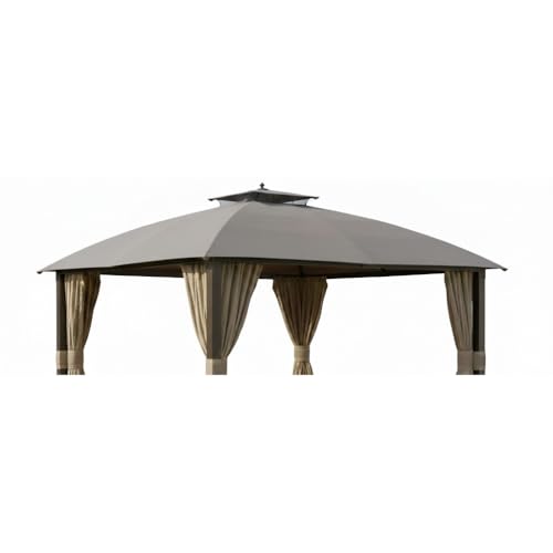 Garden Winds Reinforced RipLock 350 Replacement Canopy Top Cover Compatible with Broyhill Eagle Brooke Ashford 10' x 12' Gazebo Models A101007600, A101007603, A101007604 – Slate Gray