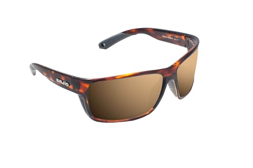 Bajio Bales Beach Brown Tortoise Copper Glass Polarized Sunglasses – Large Fit Full Wrap – Vented Sides & Rubber Grip