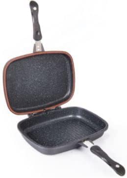 bavaria Doppia Padella 36 Cm Rivestita in Pietra Lavica con Piastra Antiaderente