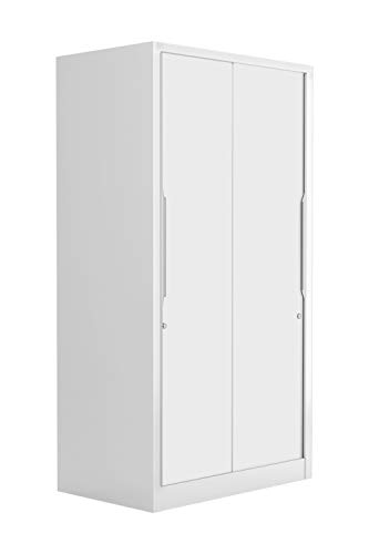GODREJ INTERIO Almirah Slide N Store Pro 2-Door Steel Sliding Wardrobe for Clothes (Textured Bond White), 1-Year Warranty, 5 Shelves, 2 Drawer