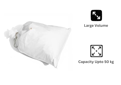 Image of SECUREMENT Large HDPE White Storage Bags, 50 kg Capacity, Multipurpose Transport Bags (61 x 91 cm (24x36 Inches)) - Pack of 5 Bora bags
